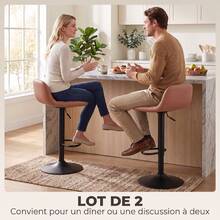 Set Of 2 PU Leather Bar Stools, Retro Industrial Style, Adjustable Height, 360° Swivel, 40x41.5x76-98 Cm, Dark Brown - Brown + Black - View 7