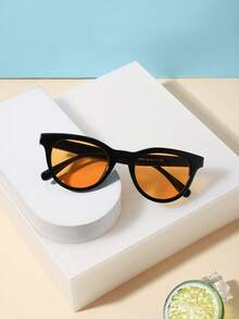 1PC Kids 3-8Y Solid Black Round‑Cat Eye Glossy Plastic Frame Light‑Weight Fashion Eyeglasses, Casual Outdoor All‑Season Party Accessory - Multicolor - View 13