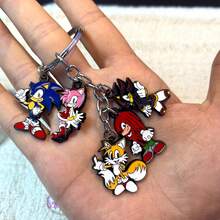 1pc Sonic Anime Themed Enamel Keychain Set - Classic Game Character Metal Keyring, Fashion Bag Charm Pendant For Backpack Decor - Multicolor - View 5
