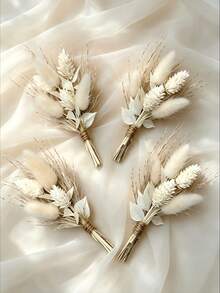 Mini Artificial Flower Bouquet Bohemian Wedding Decor Men's Boutonniere Table Centerpiece Reed Grass Birthday Cake Deco - G20 - View 2