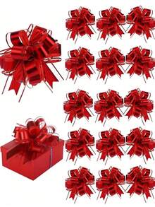Large Red Ribbon Bow, Reusable Gift Wrapping Bow, Suitable For Christmas, Birthday, Wedding, Party, Gift Box, Basket And Floral Decoration - Red - View 2