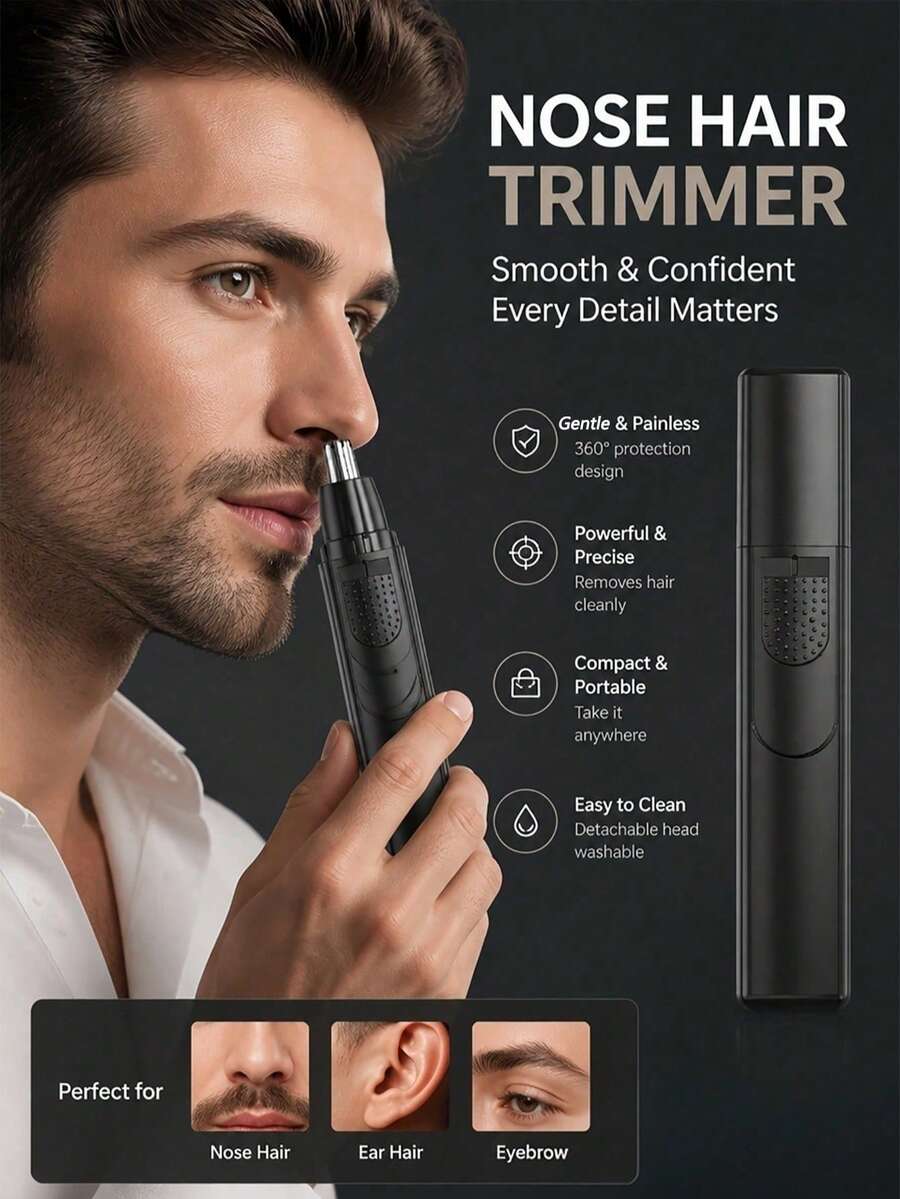 AXH Alat Cukur Bulu Hidung Elektrik, Alat Cukur, Alat Cukur Bulu Telinga & Hidung, Alat Cukur Bulu Telinga & Hidung & Alis - Hitam - View 1