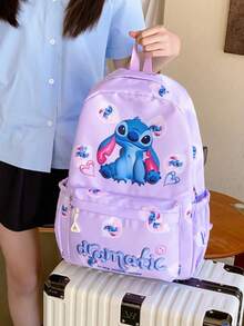 3-Piece Disney Unisex Backpack Set, Backpack + Pencil Case + Lunch Bag, Multi-Functional Adjustable Casual Backpack, Outdoor Storage Bag, Suitable For Back To School Season Children's Gift - A - View 2