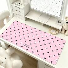 Leather Office Desk Pad Protector, Korean Ins Style Cute Pink Full-Screen Bow Pattern Mouse Pad, Waterproof Anti-Slip PU Gaming Desk Mat For E-Sports Players - View 4
