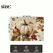 1/4/6pcs Autumn Series White Pumpkin & Autumn Leaf Floral Print Placemats, Heat-Resistant Table Mats For Home Kitchen, Table Protection, Kitchen Dining Table, Party Decor - Multicolor - View 5