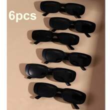 7pcs Y2K Square Cute Retro Fashion Glasses - Black - View 7