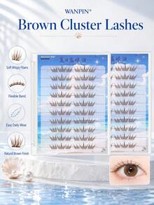 WANPIN WAN PIN Blue Tear Stain 60 Clusters False Eyelashes, 9-11.5mm Natural Thin Style, V-Shaped Cross Lash Design, Fine Invisible Lash Stem, Soft Curly Cartoon Doll Eye Makeup, 2 Colors Available - C - View 6