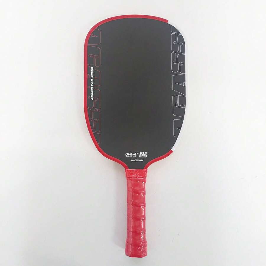 AGASSI 16mm Professional Competitive Racquet, Matte Finish, Red And White Color Design, Pickleba, 16mm Core Material, Comfortable Grip, Shock Absorption And Cushioning.