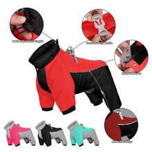 Small Dog 4-Legged Winter Warm Jacket, Back With Reflective Strip And D-Ring Leash Attachment, Dog Snow Suit 4-Legged Warm Jacket (Only Suitable For Small Dogs) - Multicolor - View 6