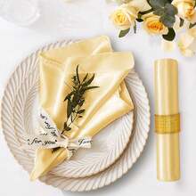 1/2/6pcs Premium Solid Color Satin Napkins For Hotel, Banquet, Wedding Table Setting, Home Use, Afternoon Tea, Atmosphere Tablecloth - Champagne - View 10