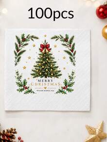 Custom Christmas Cocktail Napkins, Festive Wreath Holiday Table Decor, Personalized Name & Text Party Napkins, Customized Christmas Dinner Supplies, Customizable Text Xmas Table Accent, Holiday Gift For Family & Friends, Family Christmas Gift 2026 - Style C - View 11