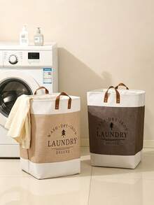 1PC Large‑Capacity Foldable Laundry Hamper, Soft Linen‑Blend No‑Lid Handheld Storage Basket, Multi‑Color Solid Plain Pattern Fabric Material, All‑Season Casual Home Style For Adults, Balcony Bedroom Closet Household Storage Occasion - Multicolor - View 8