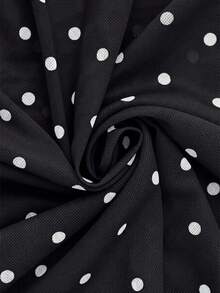 Women's Sheer Mesh Polka Dot Long Sleeve Base Layer Top Blouse, Autumn Fun Fashion Bohemian Style - Black - View 6