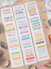 5 Rolls/Set Of Simple Pattern Washi Tape Set, Stylish Clear-Printed Plant Flower Decorations, For Decorating Gift Bags, DIY Scrapbooking, And Journaling,Gift For Friends - Sets - View 11