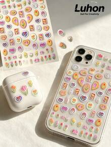 1pc/1set Phone Stickers, Phone Case Stickers, Laptop Stickers, Vibrant Atmosphere, Vintage Postage Stamp Floral Style, Macaron Sweet Tone Plant Pattern, Decorative Decals, Suitable For Phone Back, Laptop, Camera, Water Cup, Home Surface Decoration - TO3752 - View 3