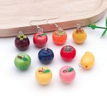 2/10pcs 3D Realistic Resin Fruit Charms Apple Pear Mango Mangosteen Tomato Fruit Pendants For DIY Bracelet Earring Necklace Jewelry Making Supplies - Multicolor - View 3
