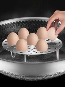 1pc Stainless Steel Egg Steamer Rack, Kitchen Utensil, Steamer Rack, Egg Holder, Kitchen Cooking Fish Steamer Rack, Steamer Plate Base, Multi-Functional, Foldable, Heat-Resistant - White - View 2
