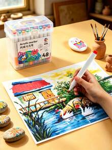 Acrylic Marker Pens For Kids, Water-Based Ink, 24/36/48 Colors, Vibrant And Smooth, Suitable For Painting, DIY Doodling, Birthday Card Creation - Multicolor - View 3