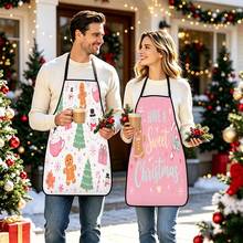 4pcs Christmas, Santa Claus, Bell, Snowflake, Reindeer, Christmas Tree, Snowman, Penguin, Gingerbread Man, Nutcracker, Christmas Animal Pattern Aprons, Suitable For Home Decor And Kitchen Use. Designed As Sleeveless Style, Perfect For Home Kitchen, Outdoor BBQ Cooking. This Printed Apron Is Unisex, Machine Washable And Reusable, Essential Kitchen Accessory, Top Choice For Christmas Gift. - Multicolor - View 4