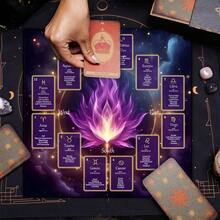 1PC Purple Galaxy Zodiac 12 Constellation Tarot Cloth, Square Astrology Altar Table Mat, Bohemian Wall Hanging Tapestry, Multipurpose Spiritual Divination Room Decor & Wall Hanging Tapestry, Witchy Spiritual Oracle Card Reading Mat Home Decor - Multicolor - View 3