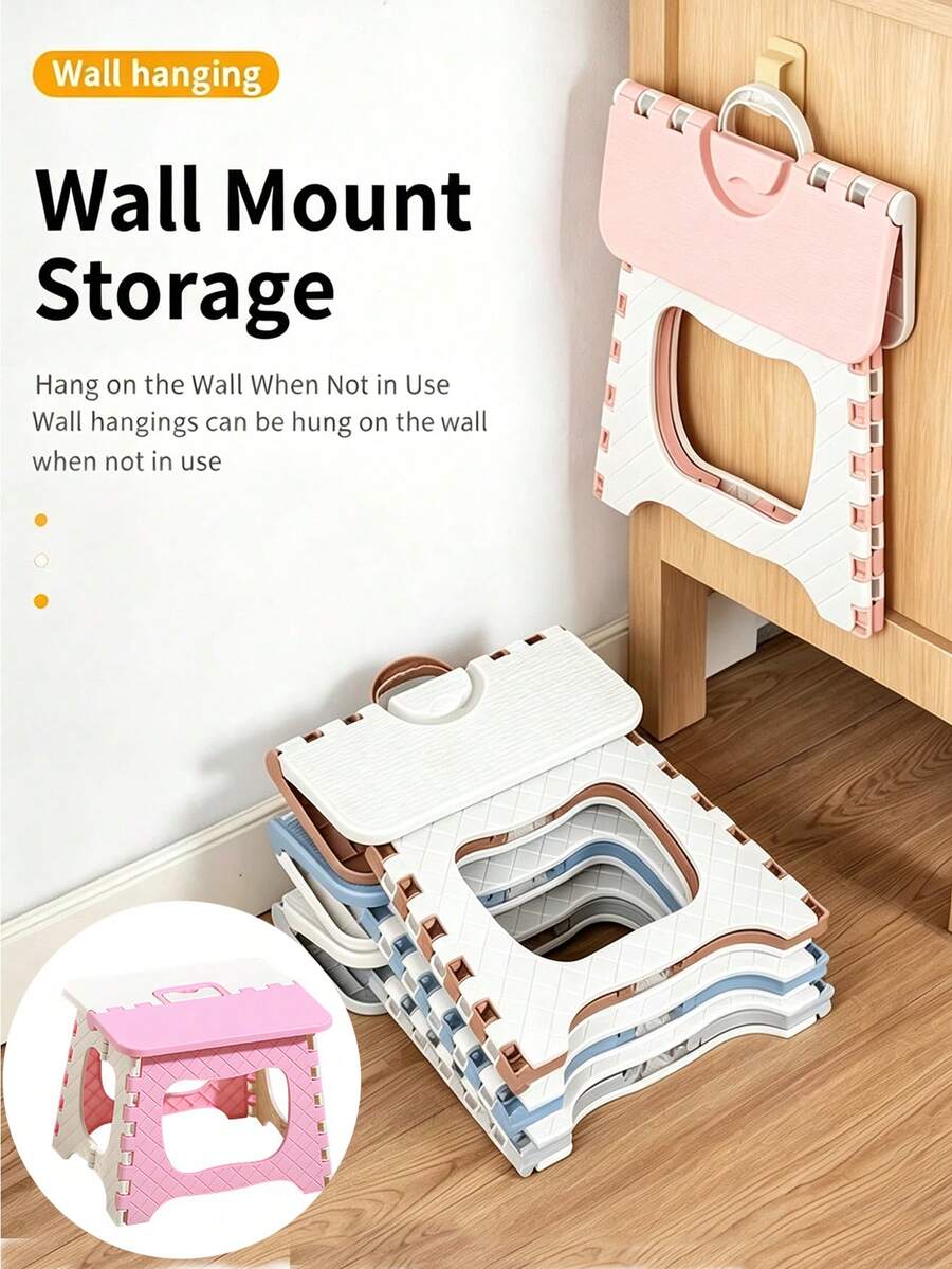 Portable Thickened Folding Stool, Fishing Stool, Small Plastic Low Stool, Outdoor Portable Folding Stool, Training Stool, Plastic Portable Folding Stool, Thickened Outdoor Portable Handheld Stool, Durable And Sturdy, Home And Outdoor Folding Stool, Camping Chair - Multicolor - View 1