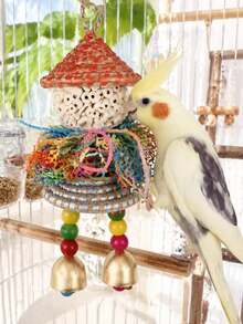 Bird Toy Parrot Foraging Chewing Hanging Toy Solar Ball With Bell Suitable For Small Parrots, Budgies, Cockatiels, Conures, Lovebirds, Budgie Cage Toy - A+B - View 1