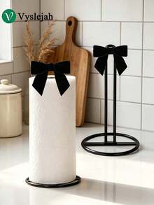 Vyslejah Decorative Paper Towel Holder With Fabric Bow Countertop Kitchen Paper Towel Stand Holder For Kitchen Organization And Storage, Paper Towel Holders For Standard And Large Size Rolls, Apartment Essentials, Kitchen Necessities - View 1