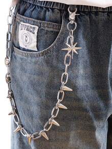 1pc Y2K Punk Spiked Pants Chain Eight-Pointed Star Pendant Metal Waist Chain Hip Hop Jeans Decoration Chain Unisex - Multicolor - View 2