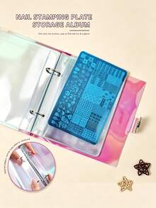 New Rainbow Laser Nail Art Stamping Plate Storage Book - Portable Snap-Closure Nail Stamping Plate Organizer And Nail Art Tool Storage - Multicolor - View 2