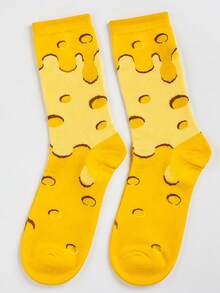 4 Pasang Kaos Kaki Motif Kotak Kado Pizza Lucu untuk Natal dan Halloween, Bernapas dan Nyaman, Unisex - Sampanye - View 4