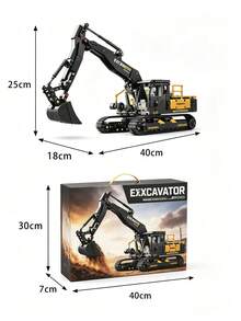 Building Blocks Excavator Construction Vehicle Model, Movable Mechanical Arm, 360° Rotating Workbench,STEM Engineering Bricks Toy For Kids Ages 6+, Assembly Building Set Gift For Teens & Boys - Multicolor - View 9