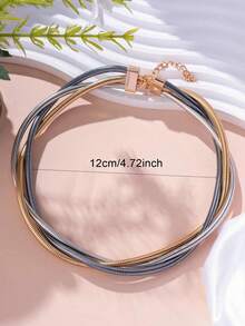1pc Fashion Punk Exaggerated Metal Multilayer Twisted Rope Choker Necklace (Minor Defects Such As Scratches Are Normal And Unavoidable) - Multicolor - View 7