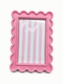 1pc Cute Wavy Edge Decorative Photo Frame, Fan-Shaped Edge Desktop & Wall Display Photo Holder, Art Picture Frame, Aesthetic Room Decor, Bookshelf Decor, Vanity Decor, Graduation Gift, Wedding Gift, Dorm Decor, Summer Home Accent - Multicolor - View 8