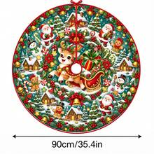 1件裝卡通鹿雪橇快樂圖案聖誕樹裙，優雅配色節日裝飾，5種尺寸，男女通用節日禮物，適合居家與派對聖誕裝飾 - 卡通小鹿雪橇歡樂 - 查看 11