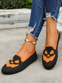 Women's Mesh Mary Jane Flats, Breathable Fishnet Ballet Shoes With Buckle Strap, Casual Comfortable Daily Shoes For Spring And Summer - Black and Orange - View 2