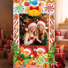 1pc Christmas Gingerbread Man Candy Tree Pattern Cutout Photo Frame, Christmas Party Decoration Prop, Holiday Atmosphere Backdrop, Seasonal Decor, Party Background Cloth - Christmas Nut Gingerbread Man - View 2