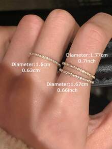 3pcs Minimalist Elegant Cubic Zirconia Faux Pearl Ring Set, Suitable For Women's Party And Gathering Wear - Yellow Gold - View 2