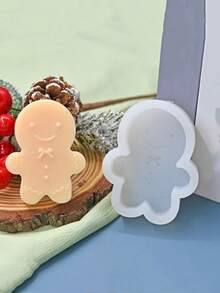 Christmas Mini Gingerbread Man Silicone Mold DIY Handmade Candle Aromatherapy Plaster Soap Silicone Mold - White - View 1