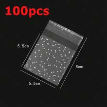 100pcs White Polka Dot Frosted Self-Adhesive Bags, Suitable For Gift Packaging, Jewelry Packaging Display And Retail Accessories - Self-adhesive Bag - View 11
