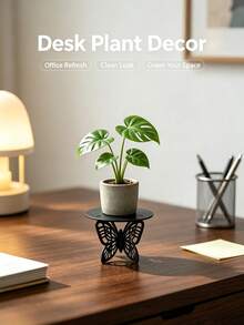 Rak Tanaman Logam Berbentuk Kupu-kupu, Tempat Pot Bunga Kecil Dekoratif, Rak Pajangan Meja untuk Tanaman Sukulen dan Herbal Dalam Ruangan, Dekorasi Meja Jendela Rumah, Hadiah - Kupu-kupu - View 4