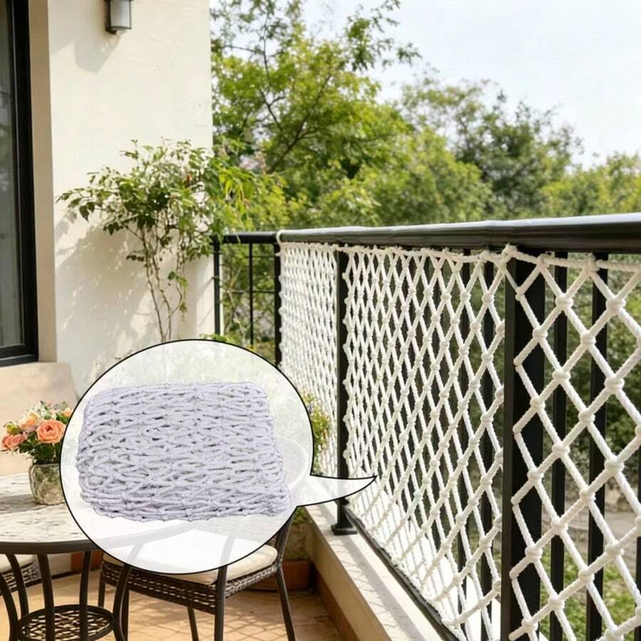 Balcony Staircase Anti-Fall Safety Net Football Rope Net - White - View 1