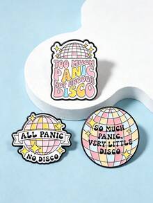 Disco Ball Enamel Pins, Funny Slogan Brooch Set, Retro Colorful Text Badges For Jackets Backpacks Decor Accessories - Multicolor - View 9