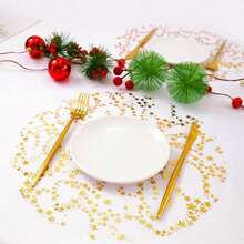 12/24/50pcs 43*43cm 13*13inch Mesh Star Placemats Table Decor Home Wedding Banquet New Style Table Mats - Gold - View 2