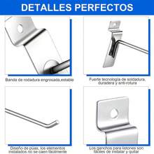 100 PCS Ganchos para Paneles, 15cm Gancho Metal para Panel Ranurado,Ganchos para Tablero de Clavijas para Panel Perforado Tiendas de Conveniencia, Ferreterías y Garajes - Ver 2
