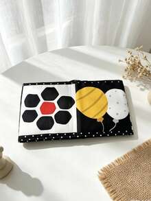 BBSKY 1pc Black & White High Contrast Cloth Book For Baby Boys & Girls, Soft Foldable Cloth Book Toy With Built-In Squeaker, Early Visual Stimulation Sensory Interactive Toy, Suitable As Newborn Baby Gift - Multicolor - View 6
