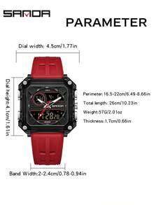 SANDA Fashion Double Display Electronic Watches For Man Luminous Calendar Waterproof Clock Outdoor Sports Casual Ladies Digital Wrist Watch - Black and Red - View 8