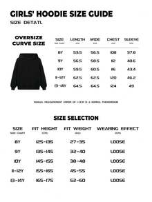 Girls Strawberry Print Hoodie Casual Long Sleeve Loose Pullover Sweatshirt - Black - View 9