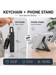 Foldable Mini Keychain Phone Stand Spring Hook Portable Travel Cell Phone Holder Compatible With IPhone All Smartphones Up To 20.32 Cm - Multiple Styles - View 9
