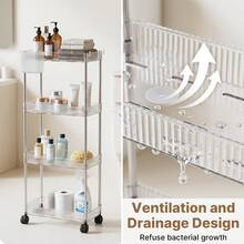 EZIFY 1Pc 3‑Tier Rolling Acrylic Utility Cart, Multi‑Layer Storage Rack With Detachable Hanging Boxes, 360° Silent Swivel Casters, Mobile Storage Unit, For Home/Bedroom/Bathroom/Office - 3-layer - 4 Small Hanging Baskets - View 8