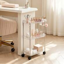 EZIFY 1Pc 3‑Tier Rolling Acrylic Utility Cart, Multi‑Layer Storage Rack With Detachable Hanging Boxes, 360° Silent Swivel Casters, Mobile Storage Unit, For Home/Bedroom/Bathroom/Office - 3-layer - 4 Small Hanging Baskets - View 3